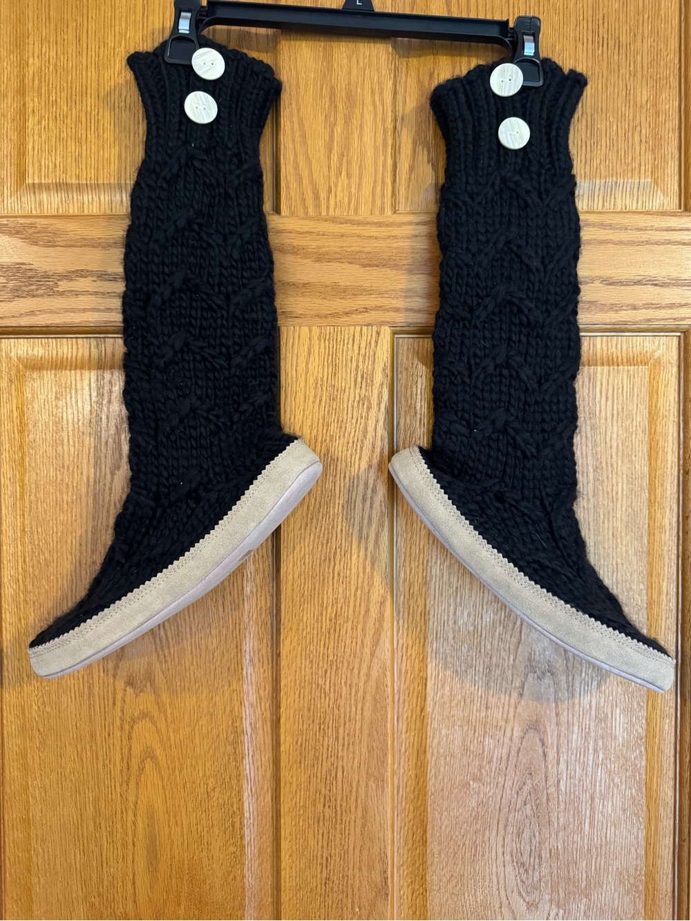 J.Crew Black Wool Cable Knit Tall Slipper Boots M 9-10